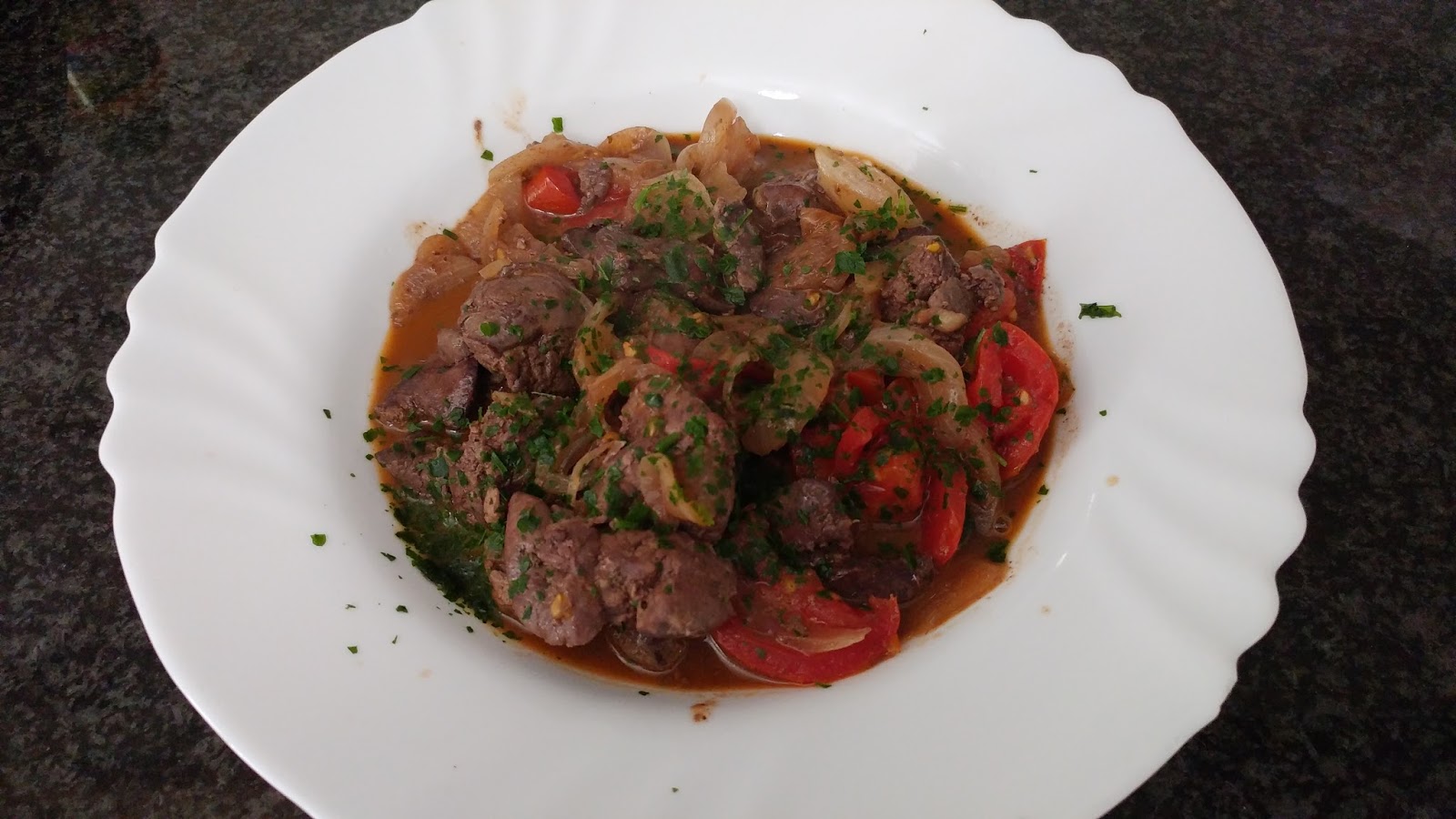 Fegatini e Cuori di Pollo con Aceto e Cipolla